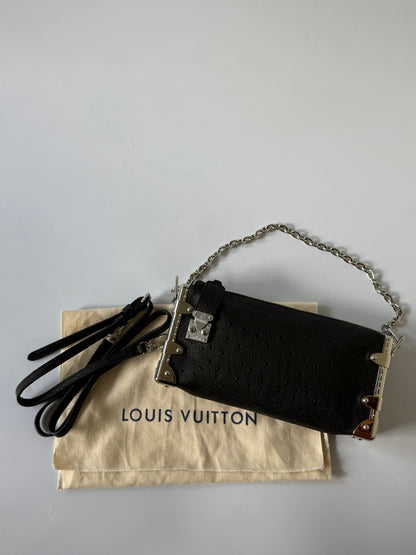 Louis Vuitton Black Ostrich Leather Side Trunk MM