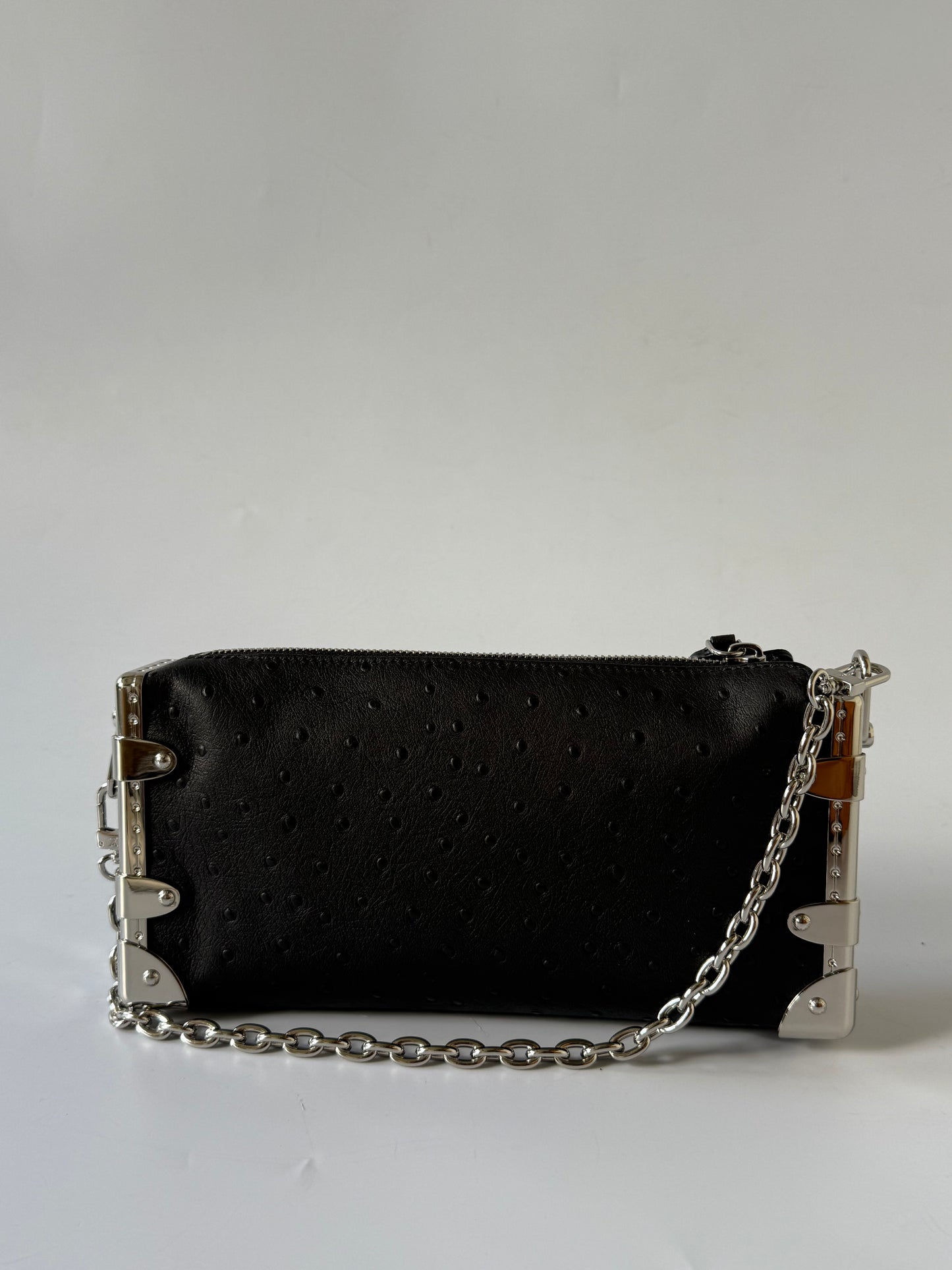Louis Vuitton Black Ostrich Leather Side Trunk MM