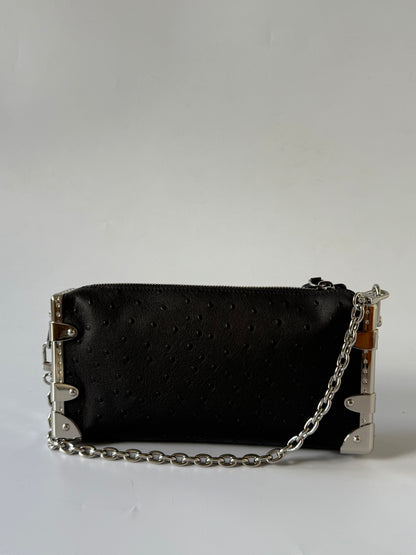 Louis Vuitton Black Ostrich Leather Side Trunk MM