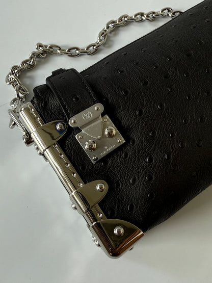 Louis Vuitton Black Ostrich Leather Side Trunk MM
