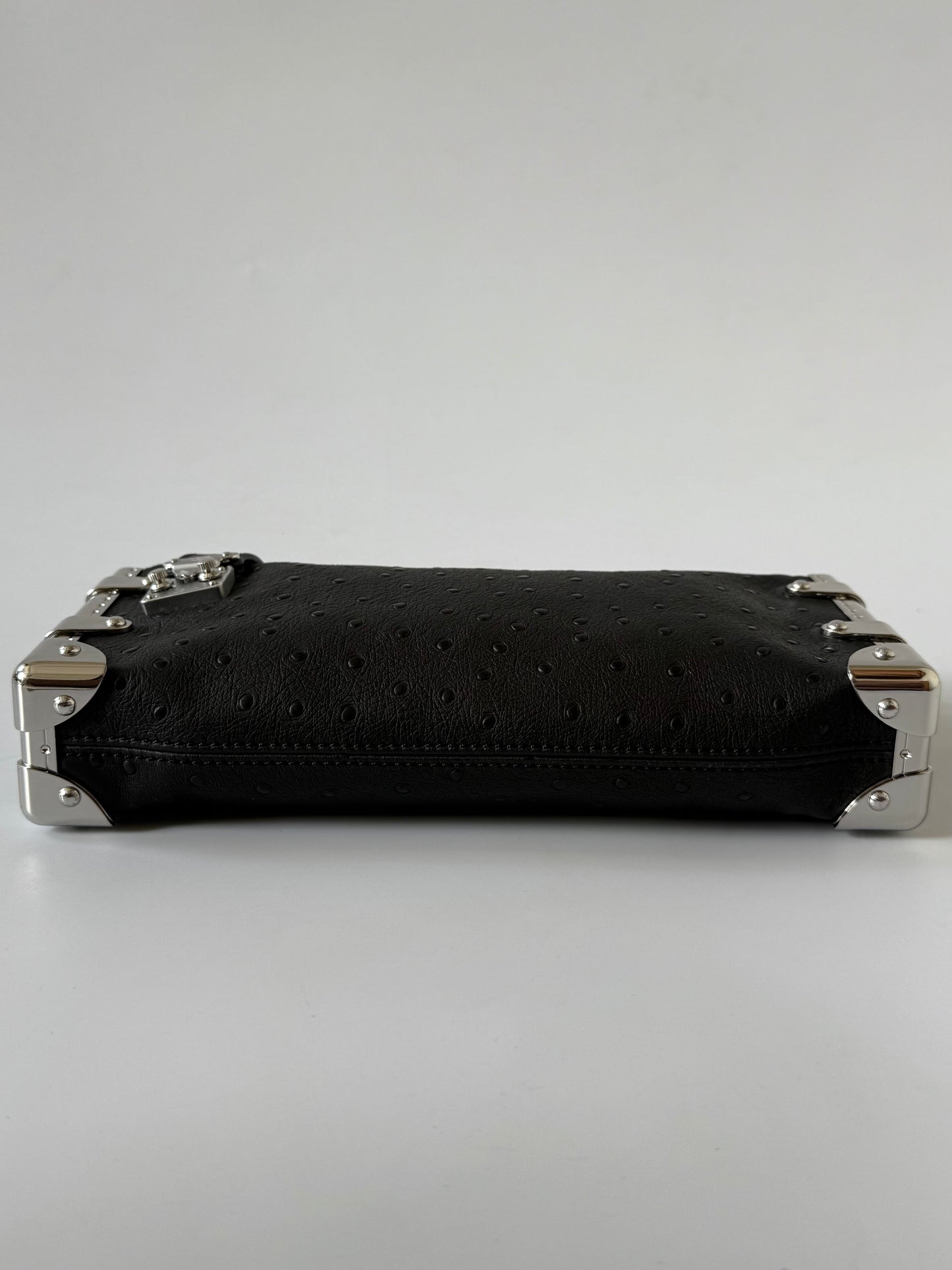 Louis Vuitton Black Ostrich Leather Side Trunk MM
