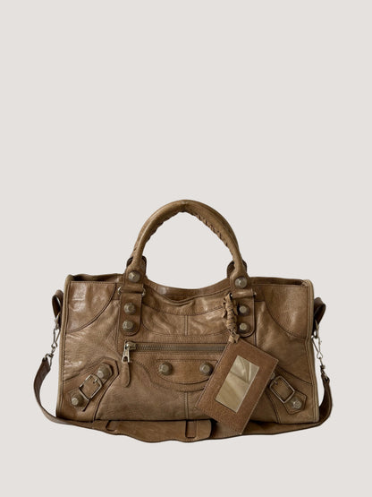 2000’s Balenciaga Brown Giant 21 Silver Hardware City Bag