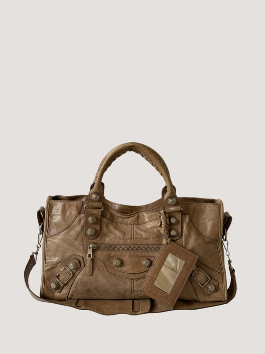 2000’s Balenciaga Brown Giant 21 Silver Hardware City Bag