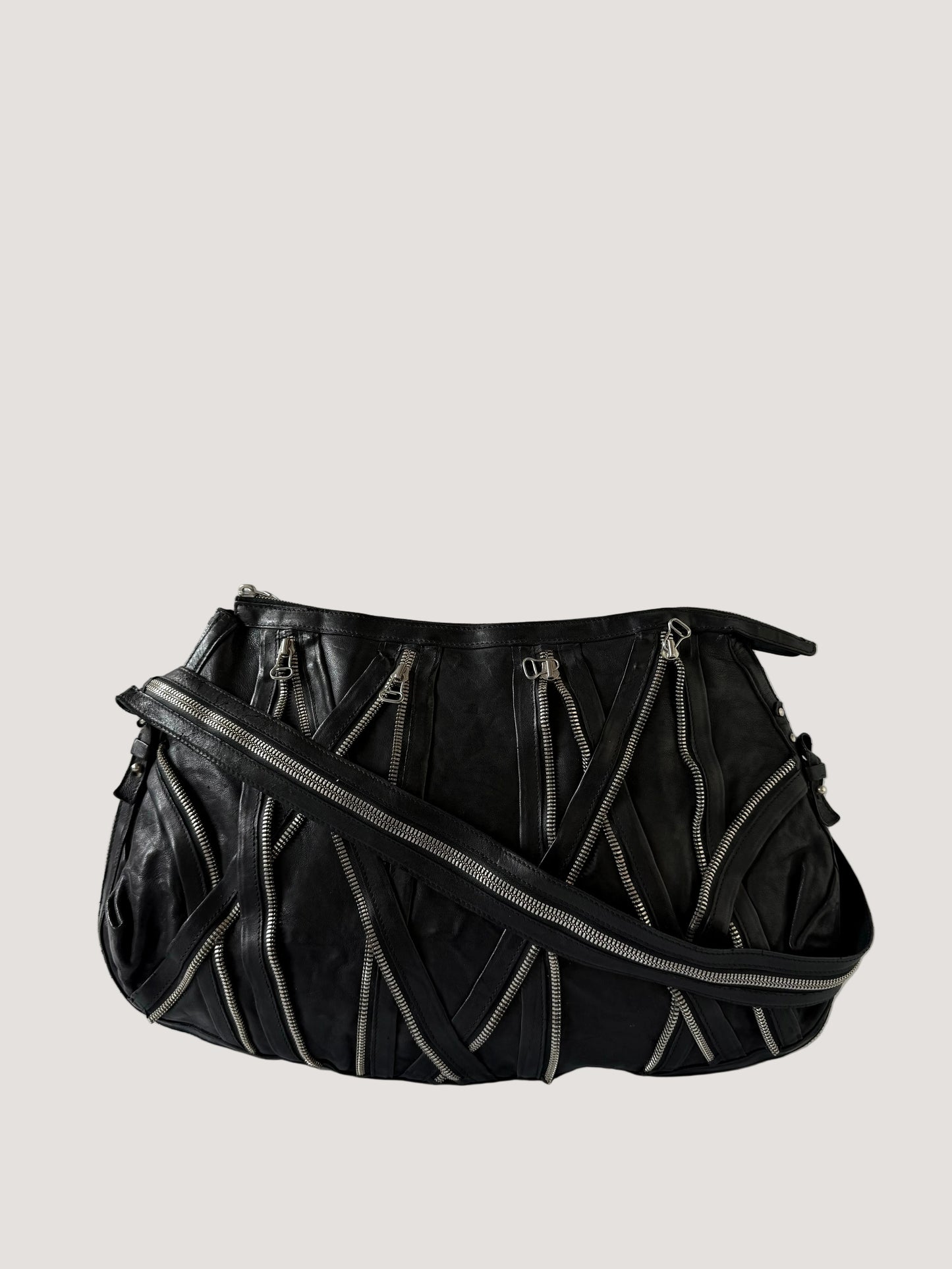 Balmain by Decarnin AW10 Black Leather Large Zipper Bag
