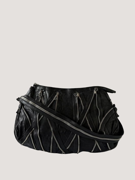 Balmain by Decarnin AW10 Black Leather Large Zipper Bag