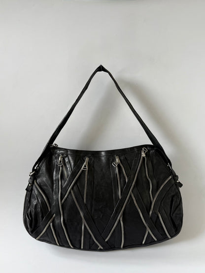 Balmain by Decarnin AW10 Black Leather Large Zipper Bag