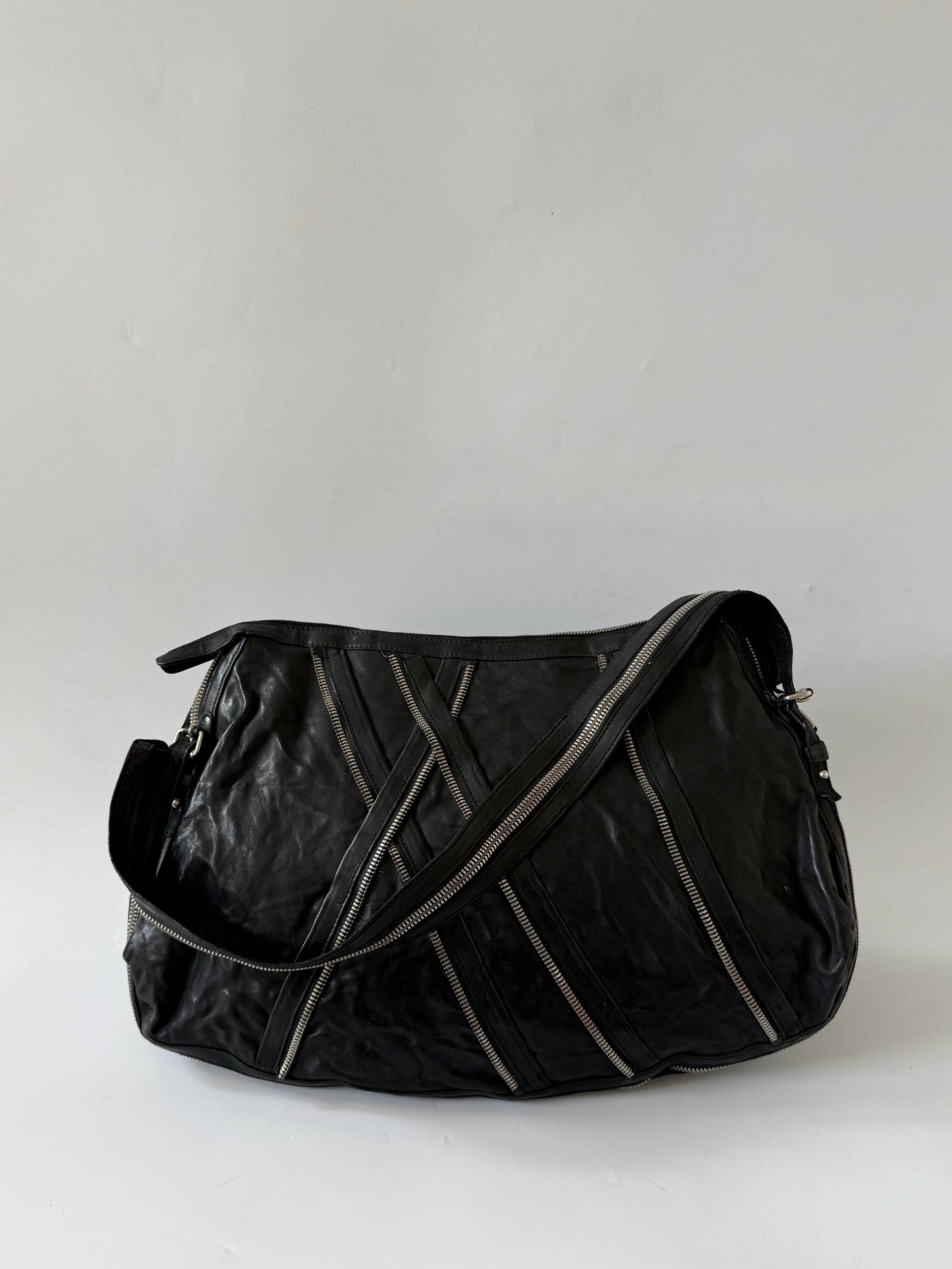 Balmain by Decarnin AW10 Black Leather Large Zipper Bag