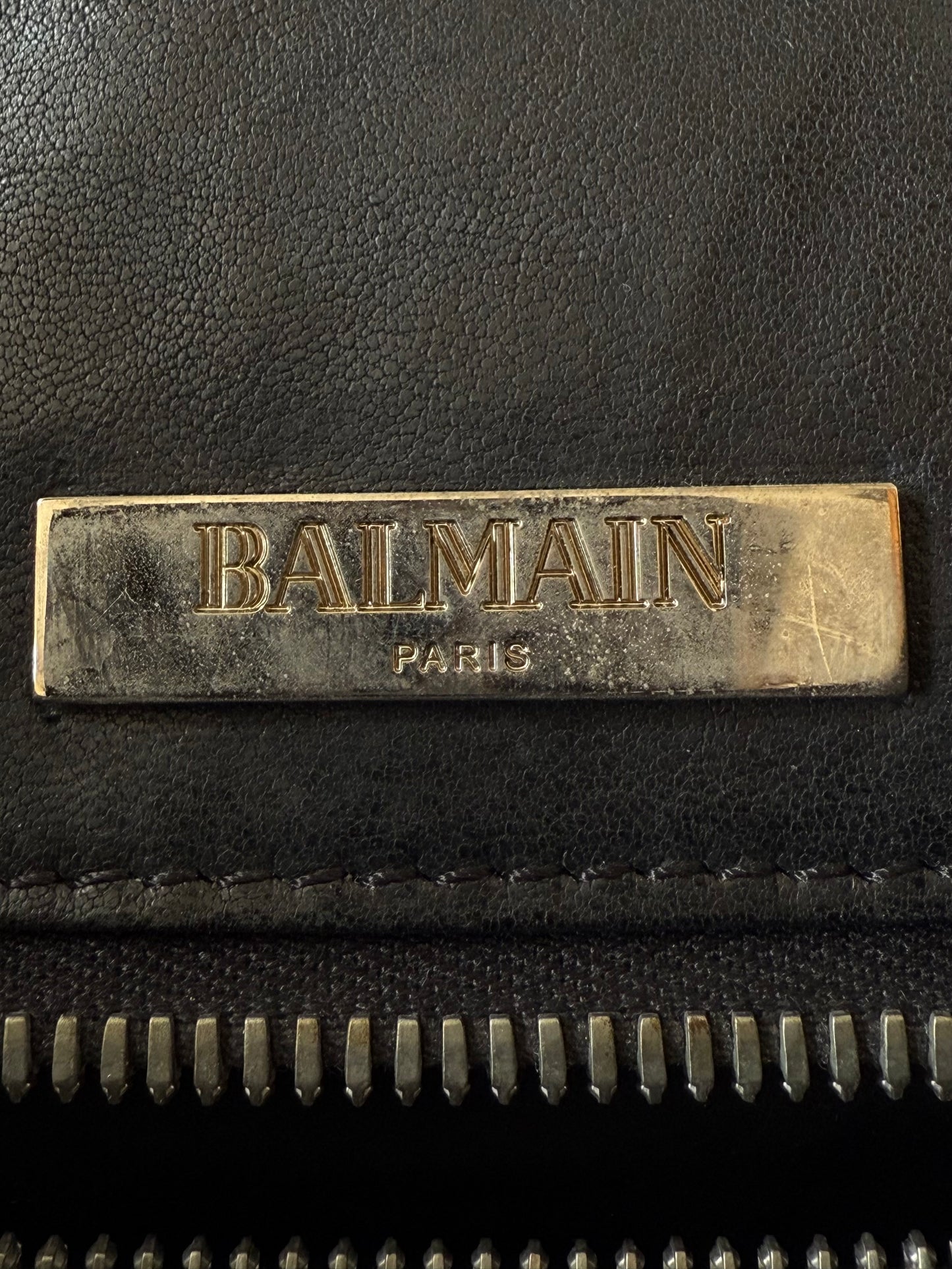 Balmain by Decarnin AW10 Black Leather Large Zipper Bag