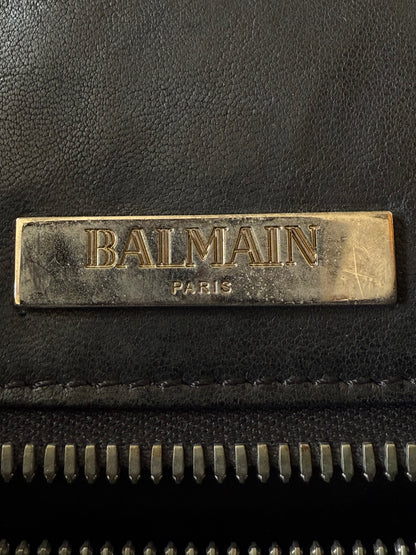 Balmain by Decarnin AW10 Black Leather Large Zipper Bag