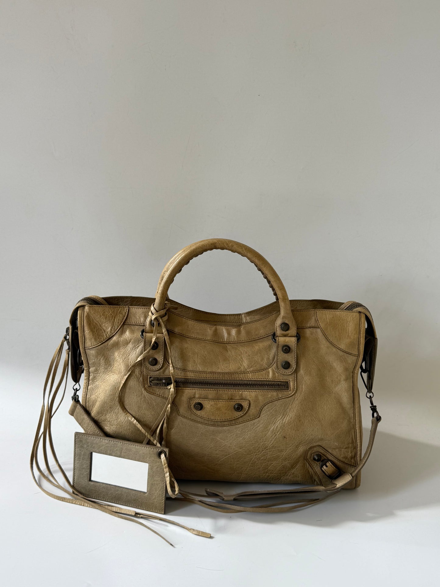 2000’s Balenciaga Dune Lambskin Leather Motorcycle City Bag