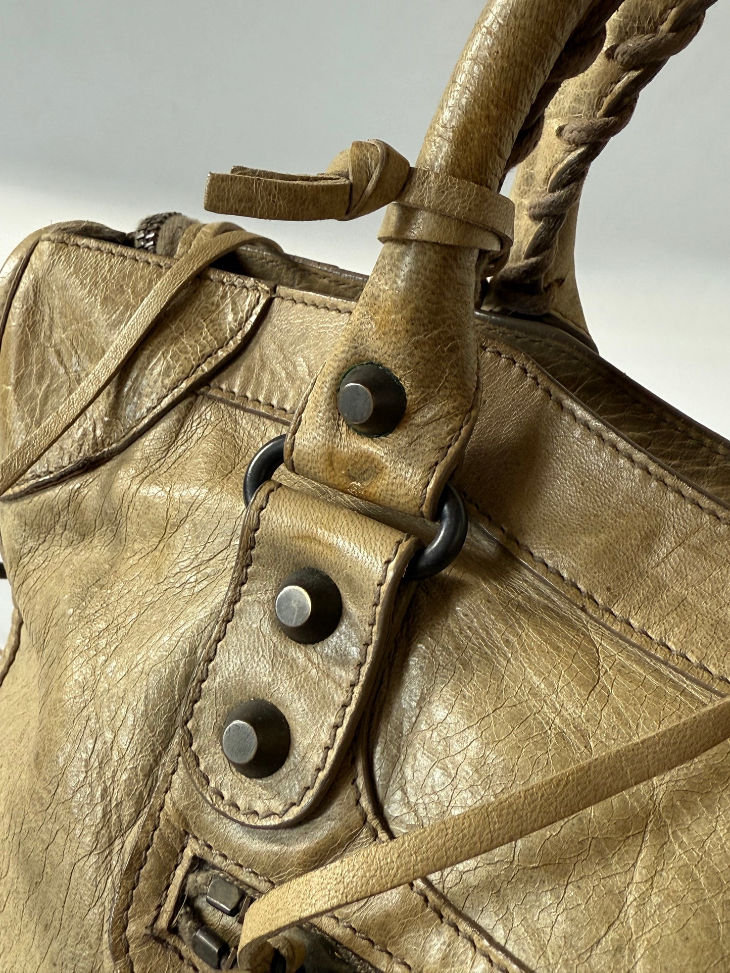 2000’s Balenciaga Dune Lambskin Leather Motorcycle City Bag