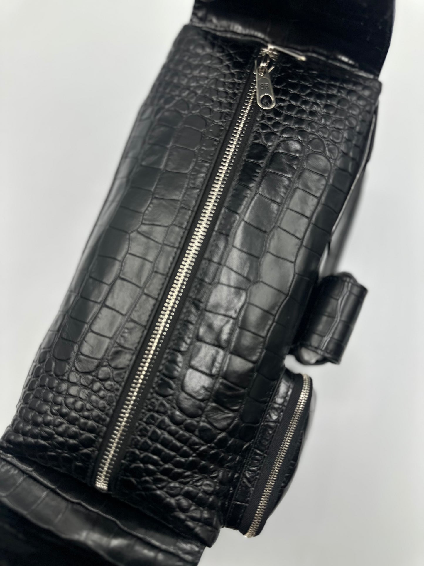 Balenciaga Black Croc Embossed Small Superbusy Sling Bag