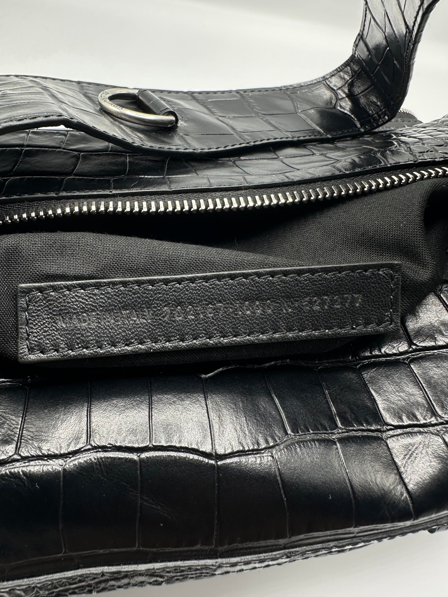 Balenciaga Black Croc Embossed Small Superbusy Sling Bag