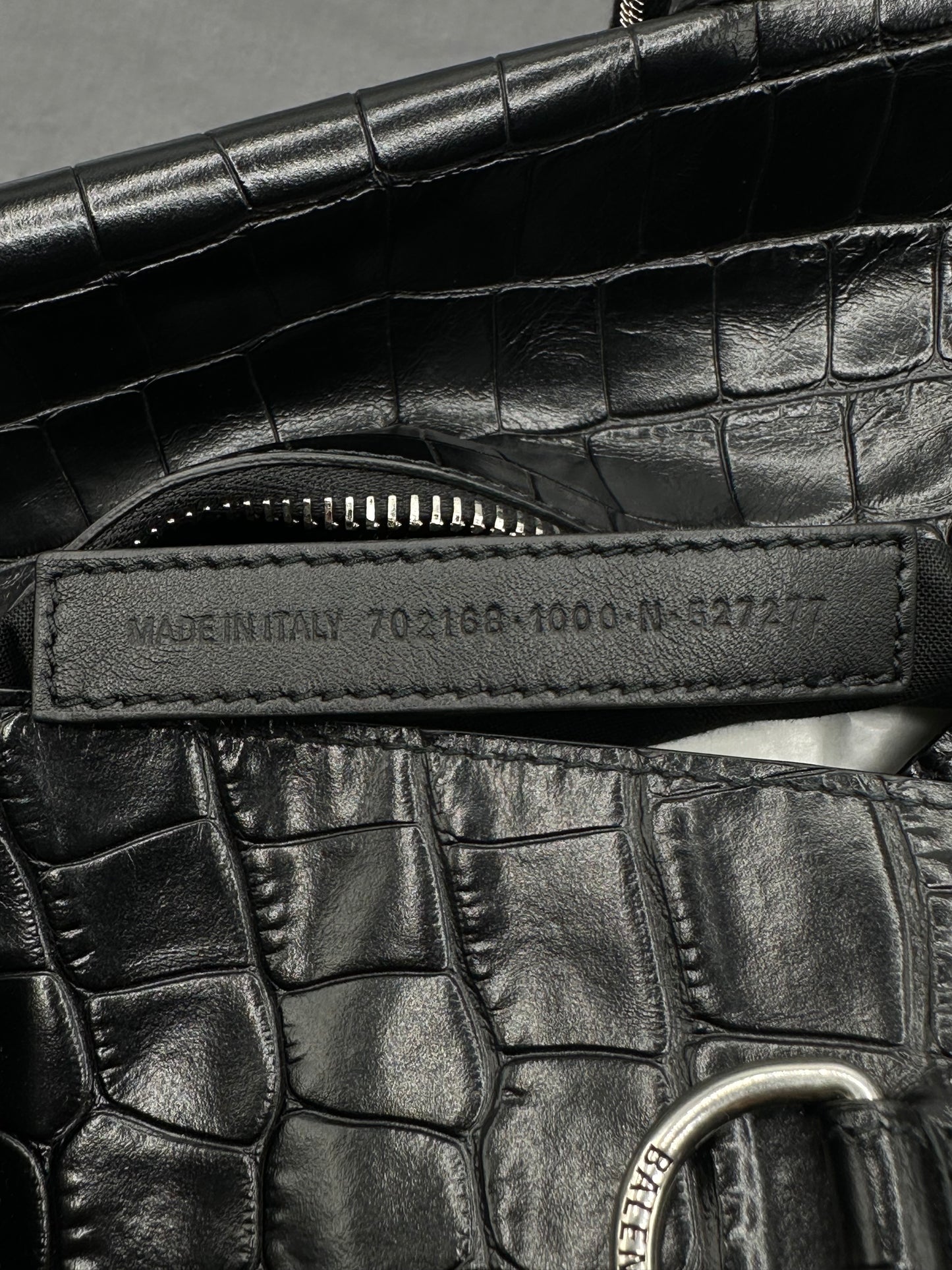 Balenciaga Black Croc Embossed Big Superbusy Sling Bag