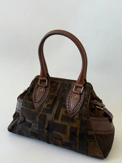 Fendi Zucca Pony Hair Du Jour Bag