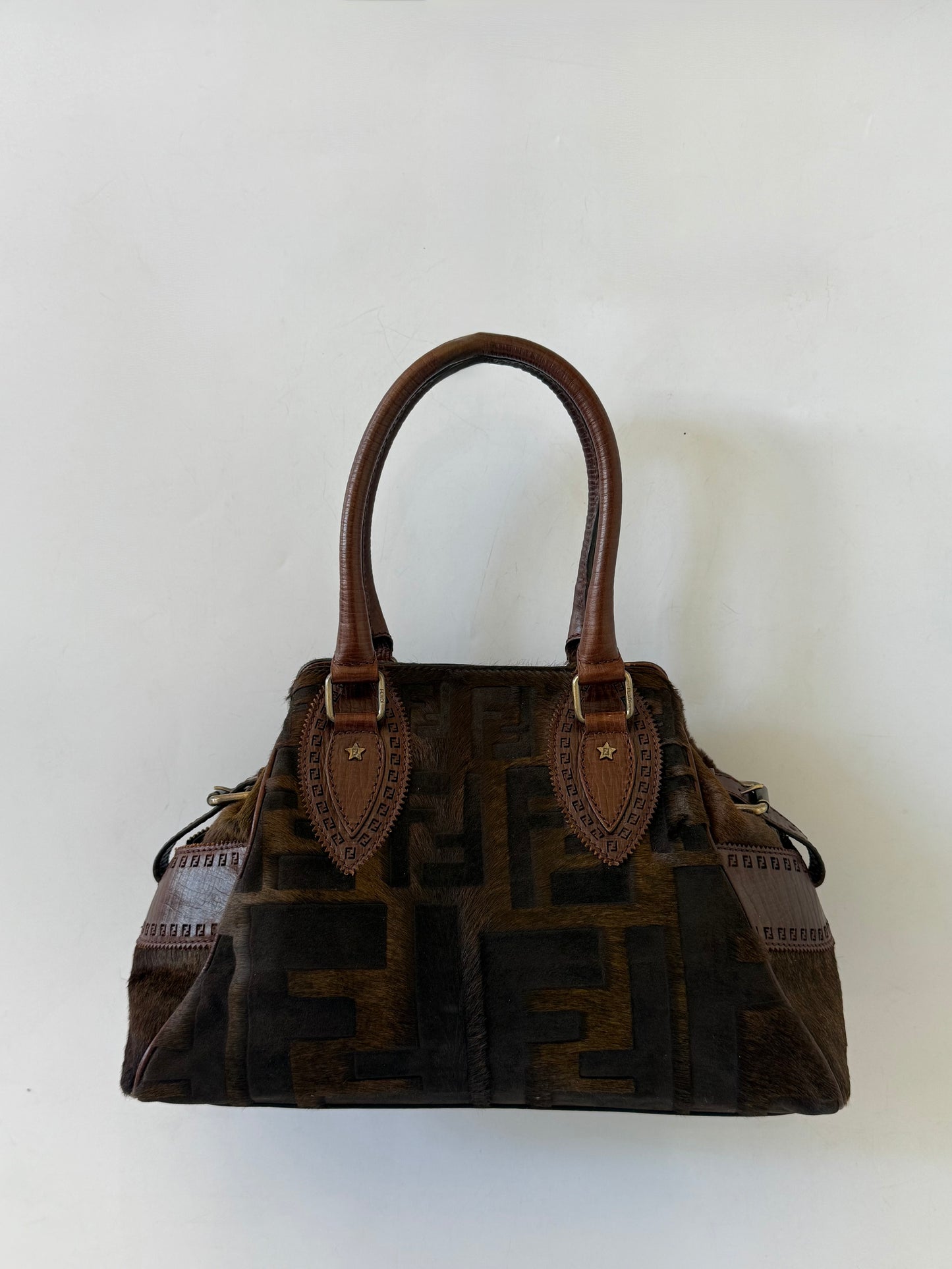 Fendi Zucca Pony Hair Du Jour Bag