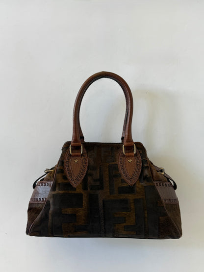 Fendi Zucca Pony Hair Du Jour Bag