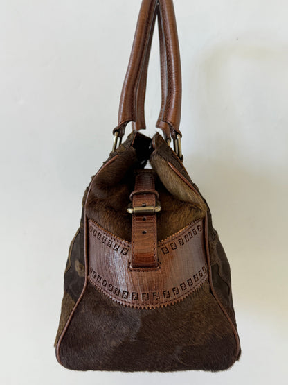 Fendi Zucca Pony Hair Du Jour Bag