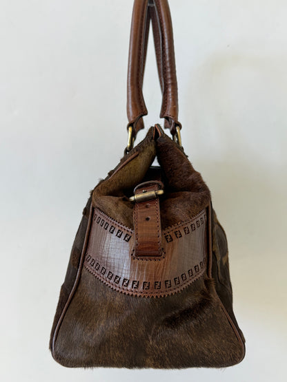 Fendi Zucca Pony Hair Du Jour Bag