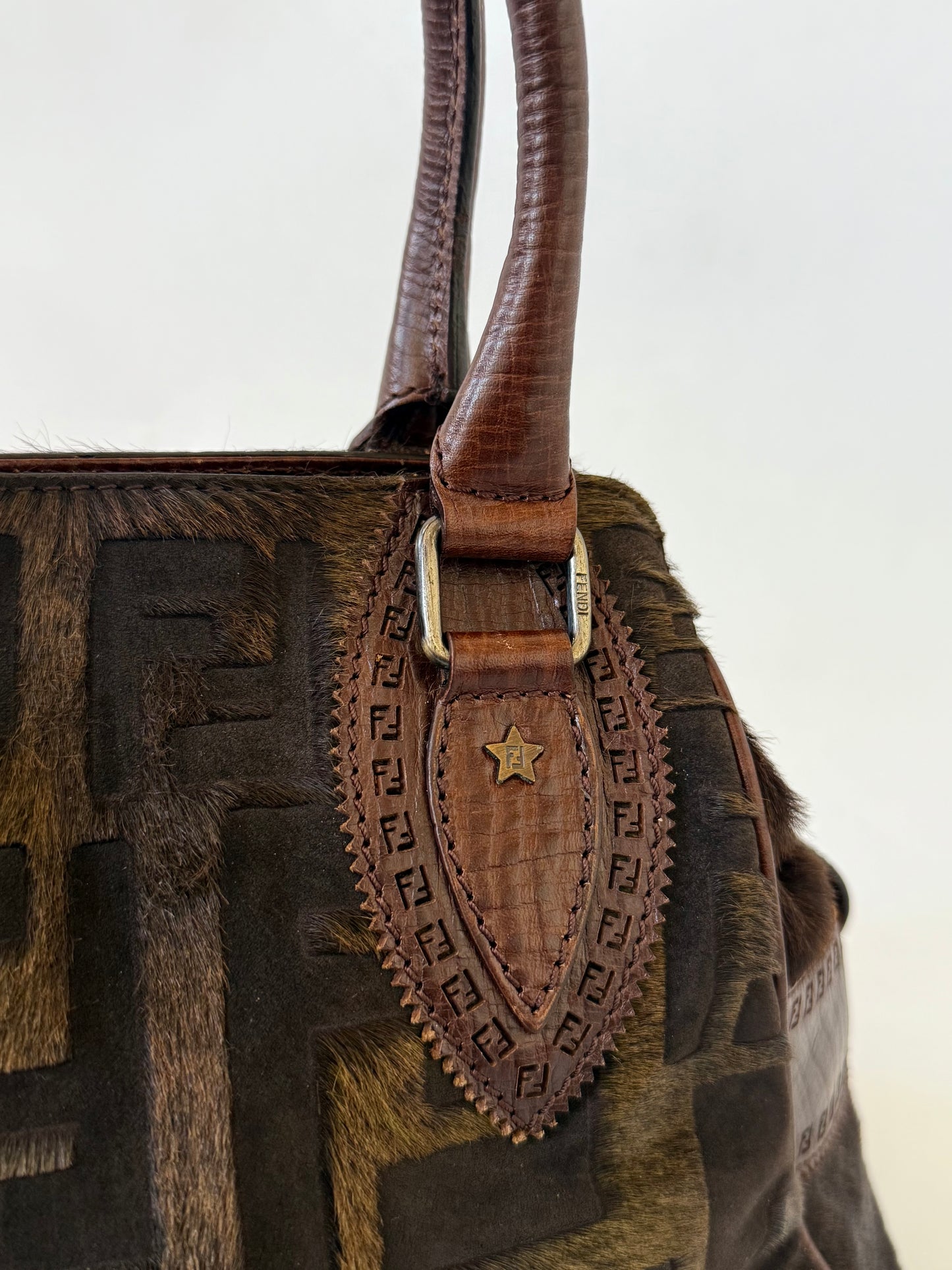 Fendi Zucca Pony Hair Du Jour Bag
