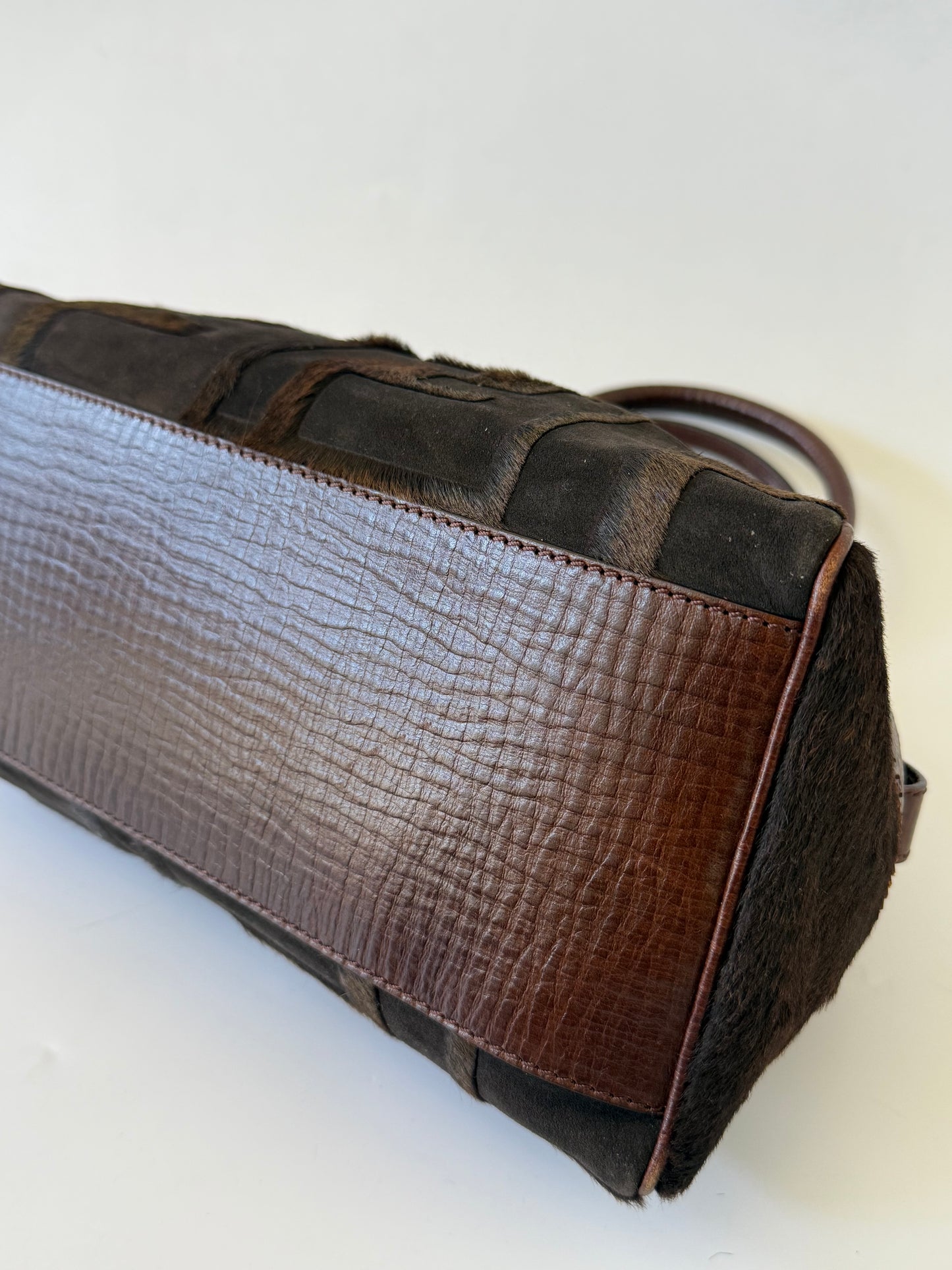 Fendi Zucca Pony Hair Du Jour Bag