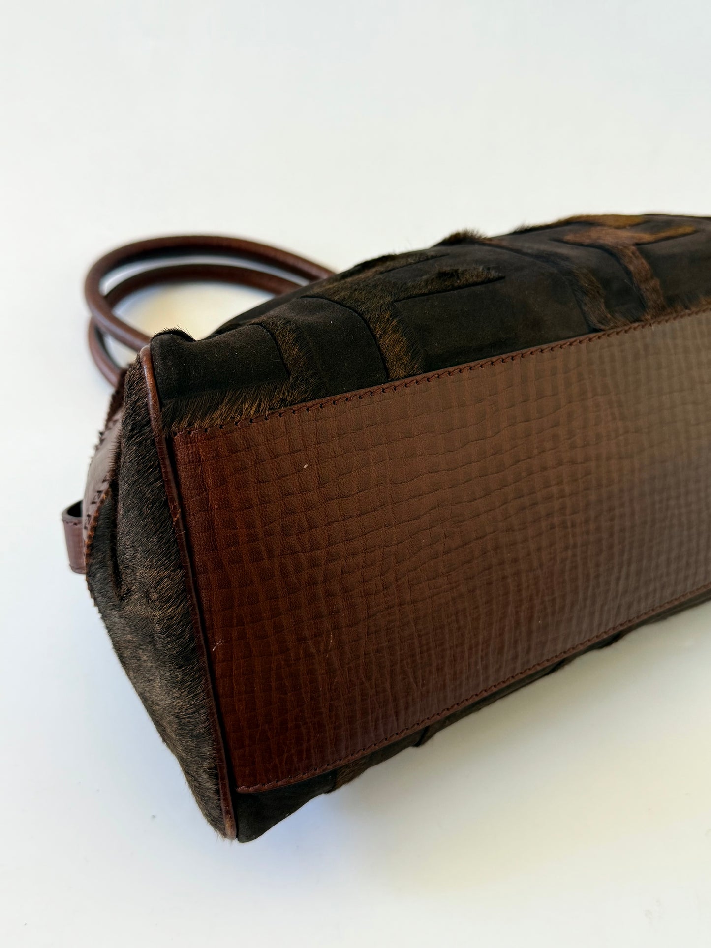 Fendi Zucca Pony Hair Du Jour Bag