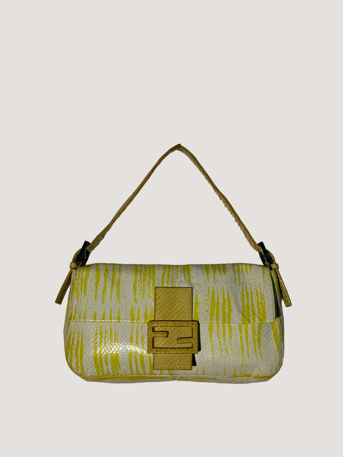Vintage Fendi Yellow Python Baguette