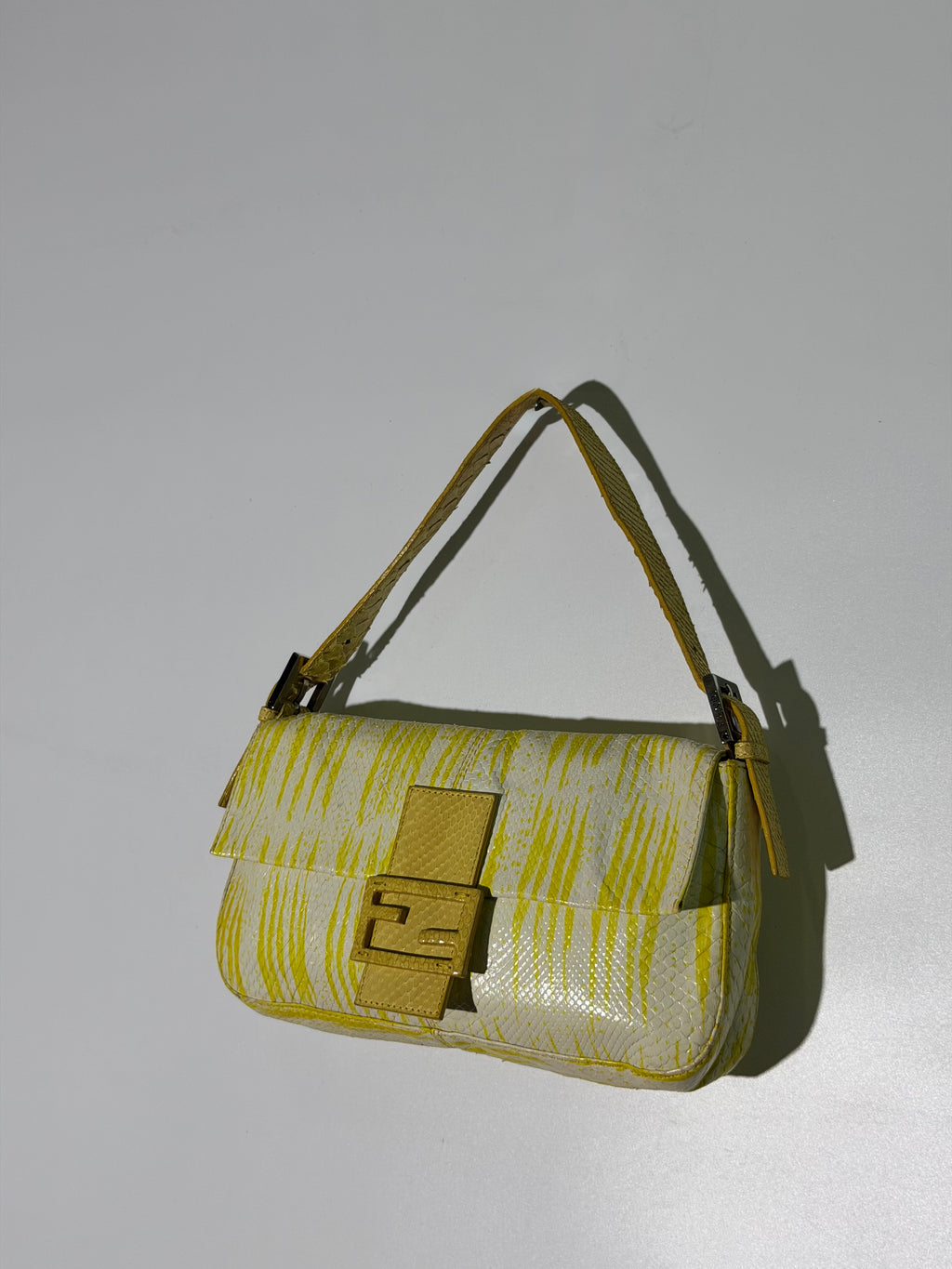 Vintage Fendi Yellow Python Baguette