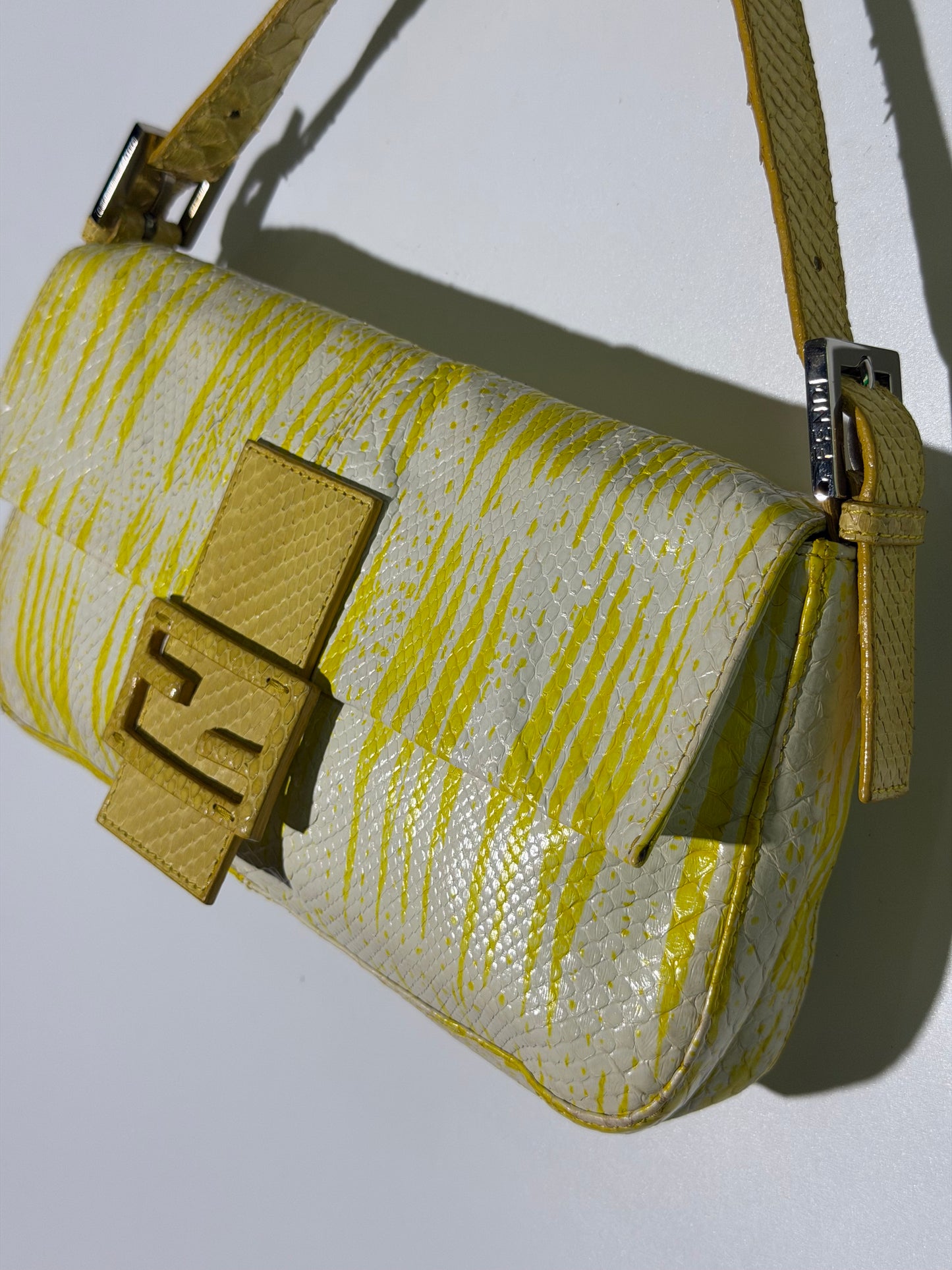 Vintage Fendi Yellow Python Baguette