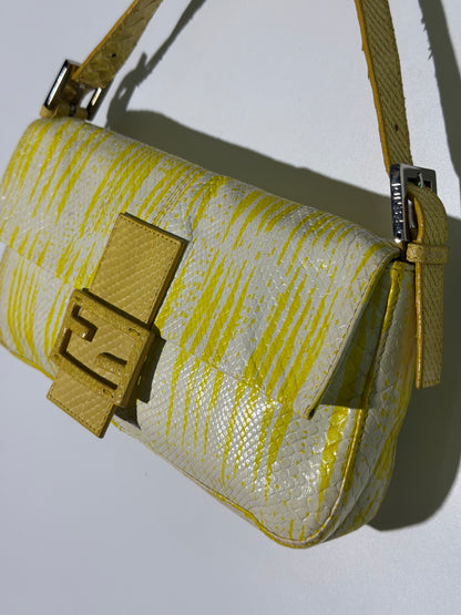 Vintage Fendi Yellow Python Baguette