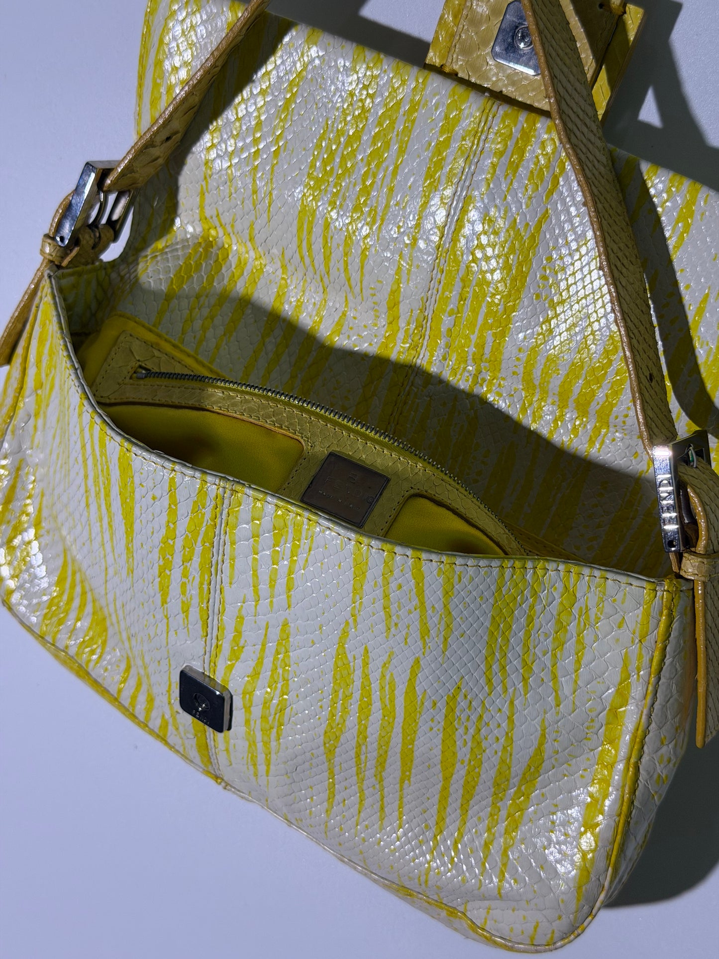 Vintage Fendi Yellow Python Baguette