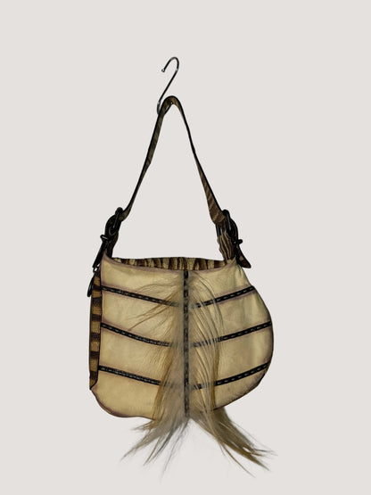 Vintage Fendi Fur-Trimmed Oyster Bag