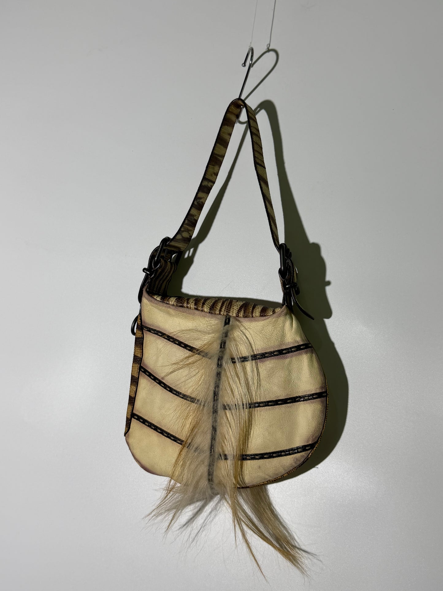 Vintage Fendi Fur-Trimmed Oyster Bag