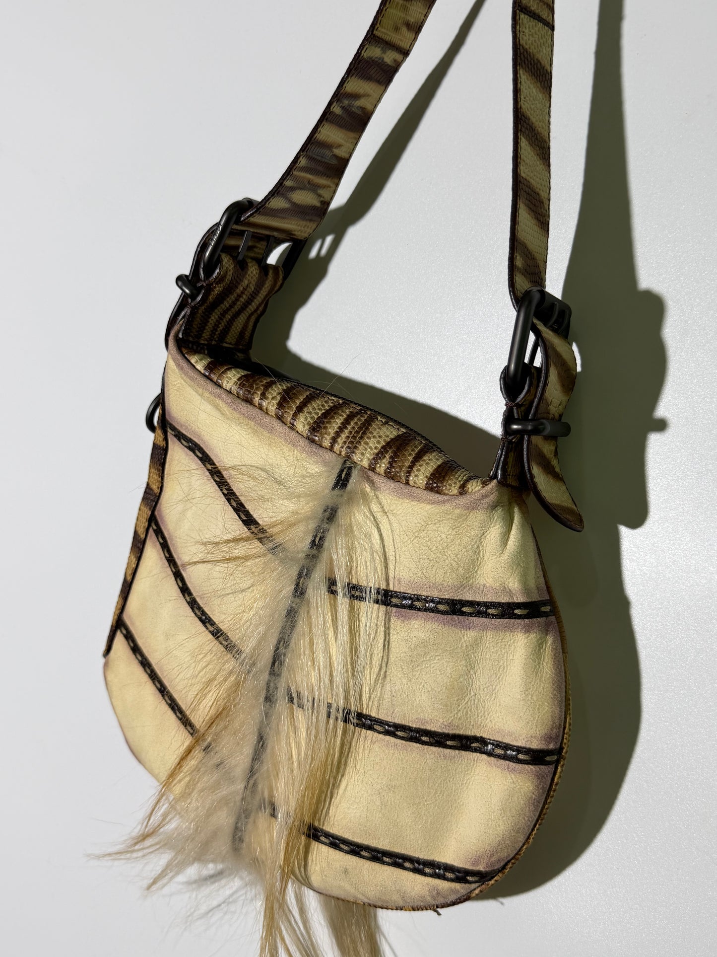 Vintage Fendi Fur-Trimmed Oyster Bag
