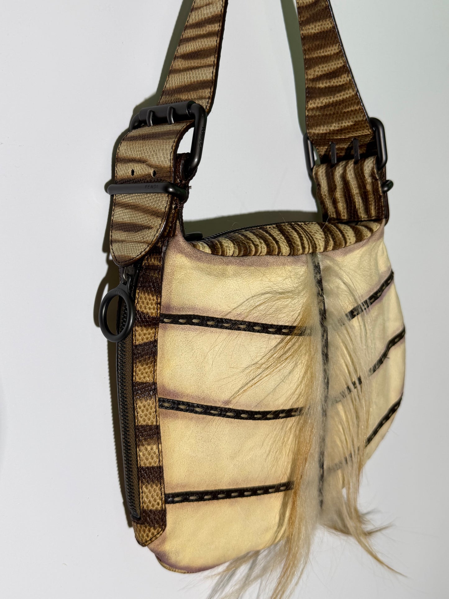 Vintage Fendi Fur-Trimmed Oyster Bag