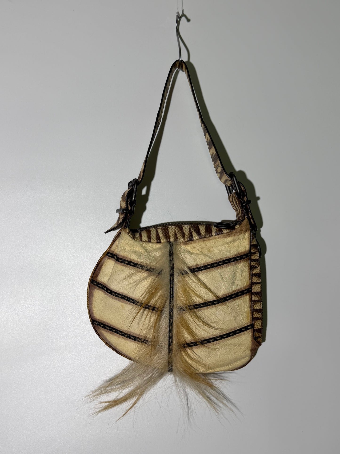 Vintage Fendi Fur-Trimmed Oyster Bag