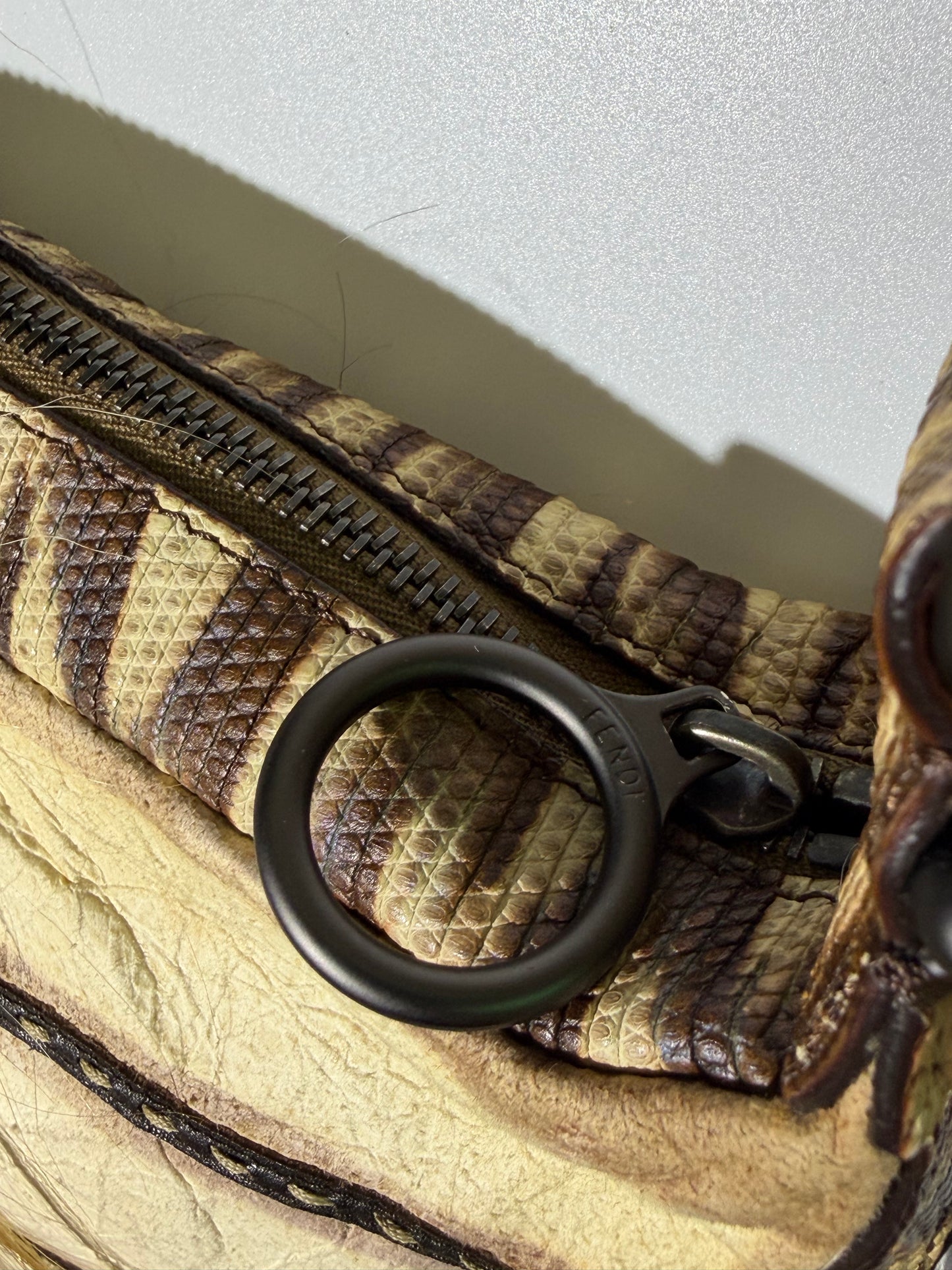 Vintage Fendi Fur-Trimmed Oyster Bag
