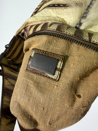 Vintage Fendi Fur-Trimmed Oyster Bag