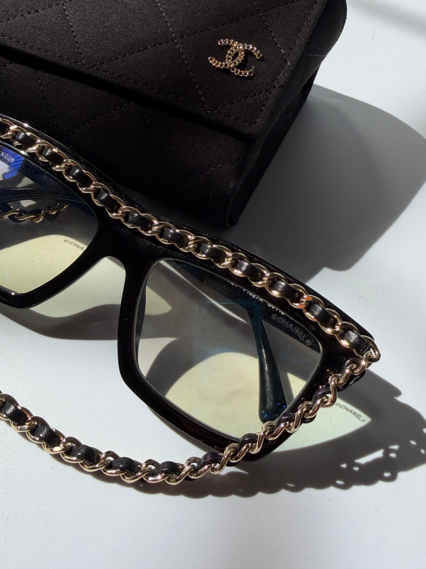 Chanel Rectangular Coco Mark Chain Sunglasses