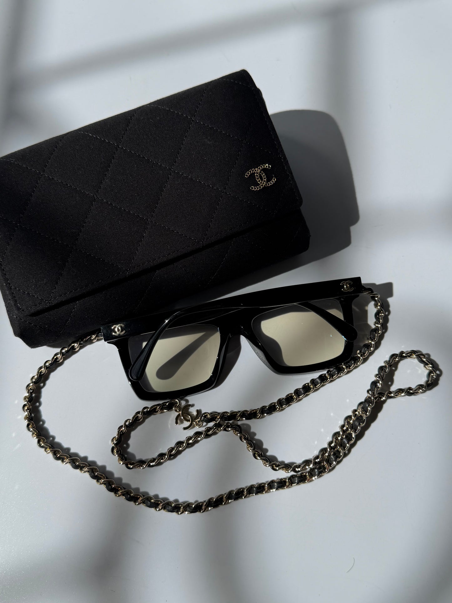 Chanel Rectangular Coco Mark Chain Sunglasses