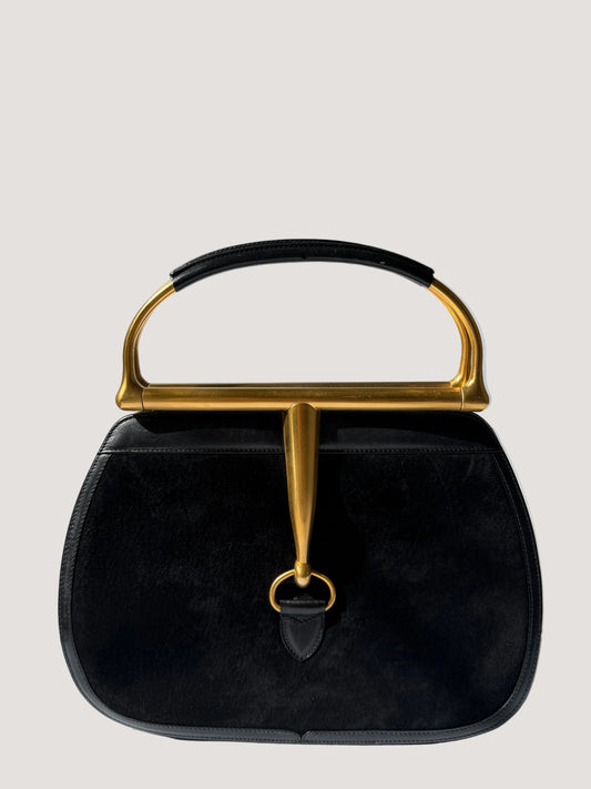 Rare Gucci Tom Ford 2000s Snaffle Horsebit Suede Leather Bag