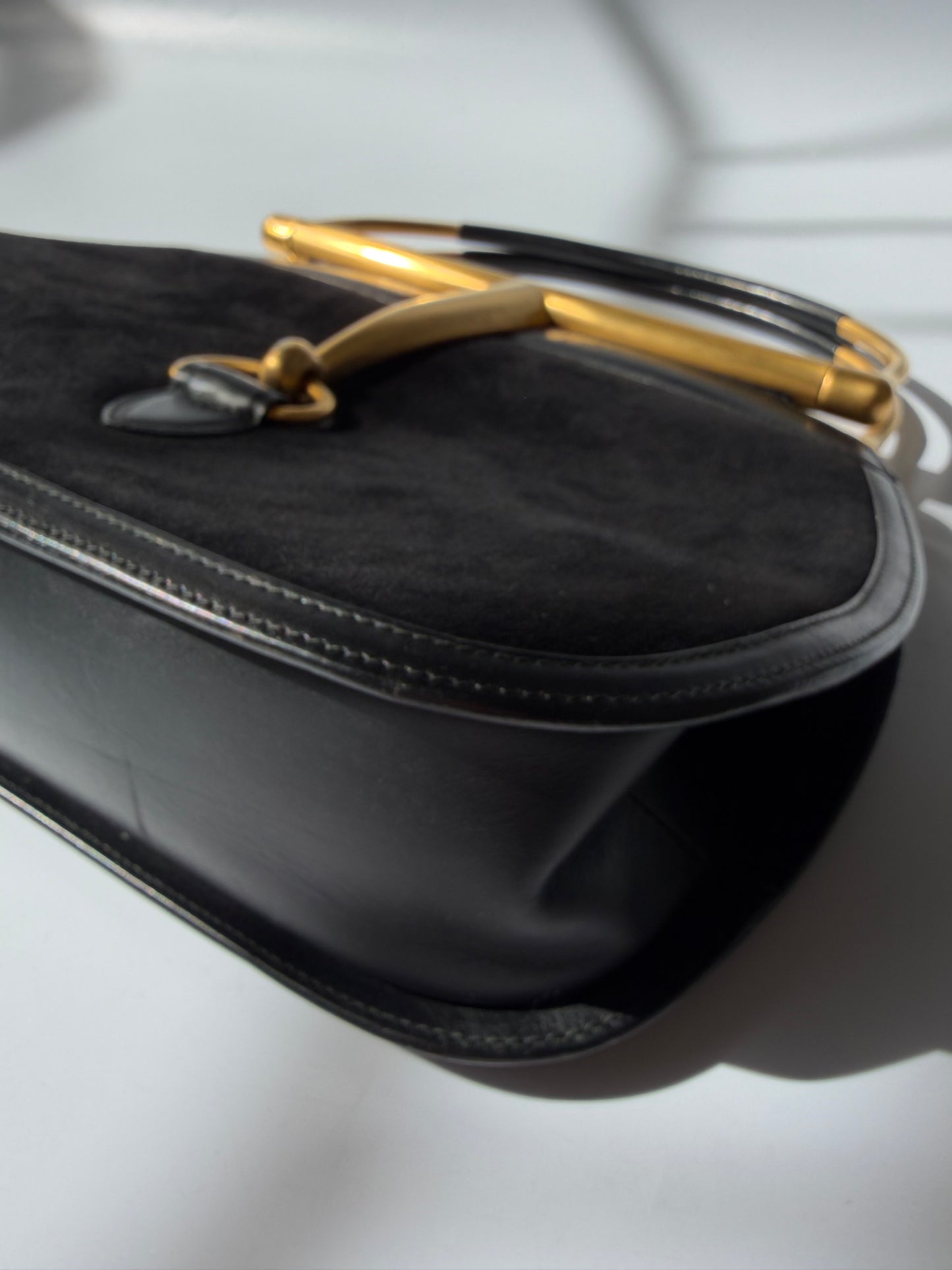Rare Gucci Tom Ford 2000s Snaffle Horsebit Suede Leather Bag