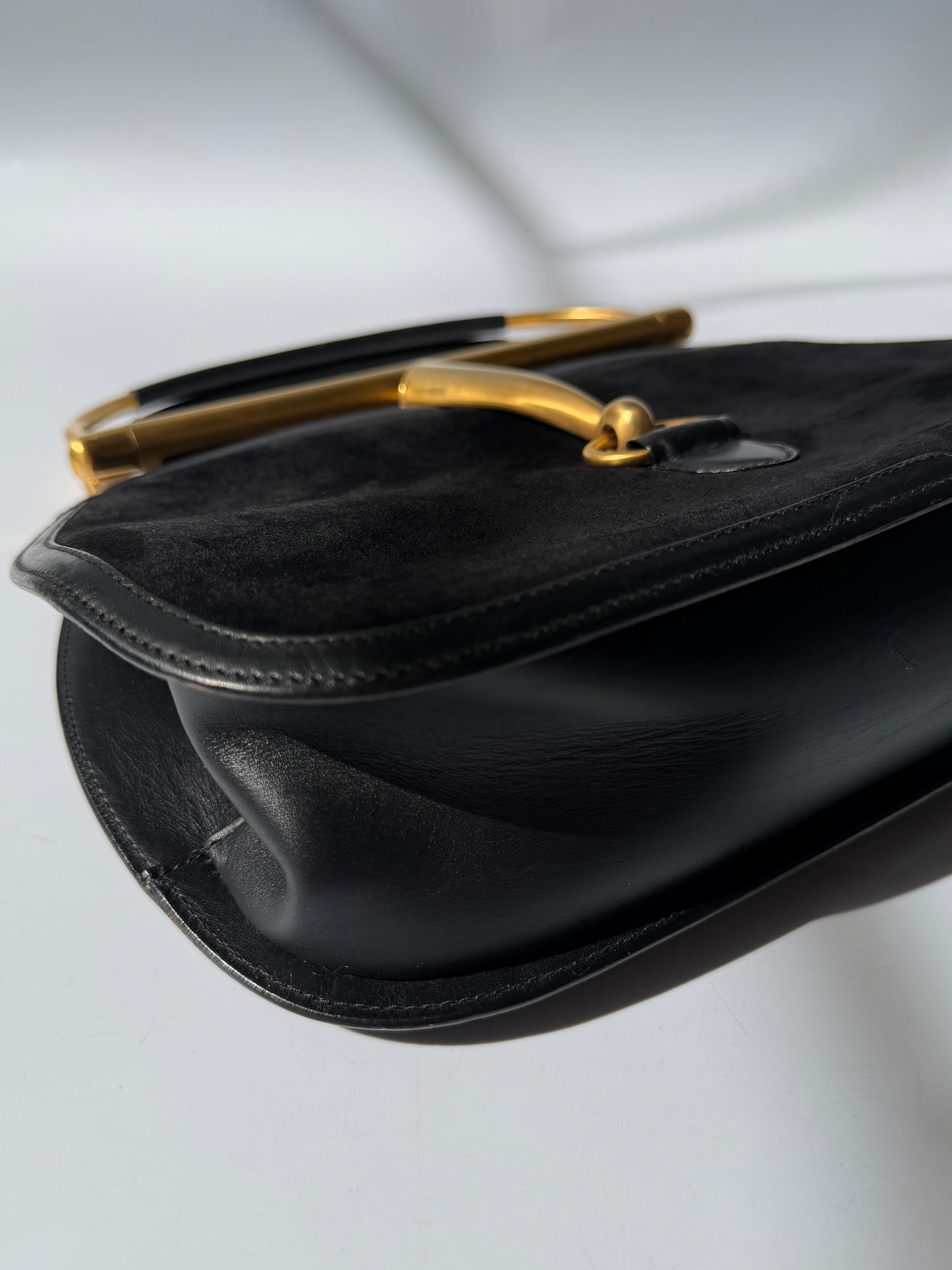 Rare Gucci Tom Ford 2000s Snaffle Horsebit Suede Leather Bag