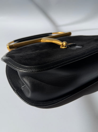 Rare Gucci Tom Ford 2000s Snaffle Horsebit Suede Leather Bag
