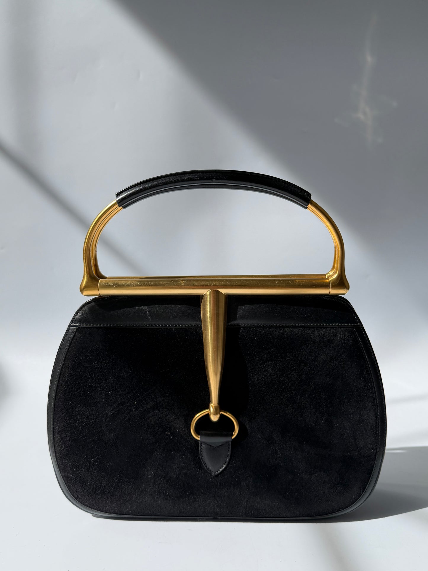 Rare Gucci Tom Ford 2000s Snaffle Horsebit Suede Leather Bag