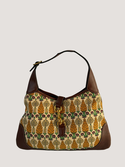 Gucci Jackie Pineapple Printed Canvas Hobo Bag