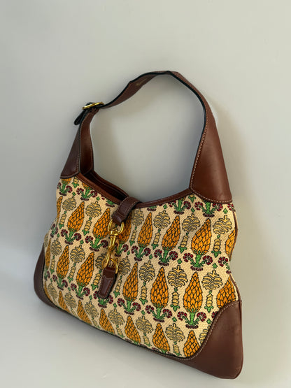 Gucci Jackie Pineapple Printed Canvas Hobo Bag