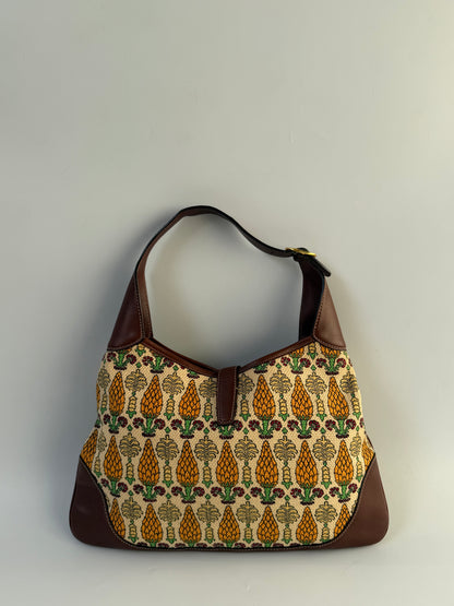 Gucci Jackie Pineapple Printed Canvas Hobo Bag