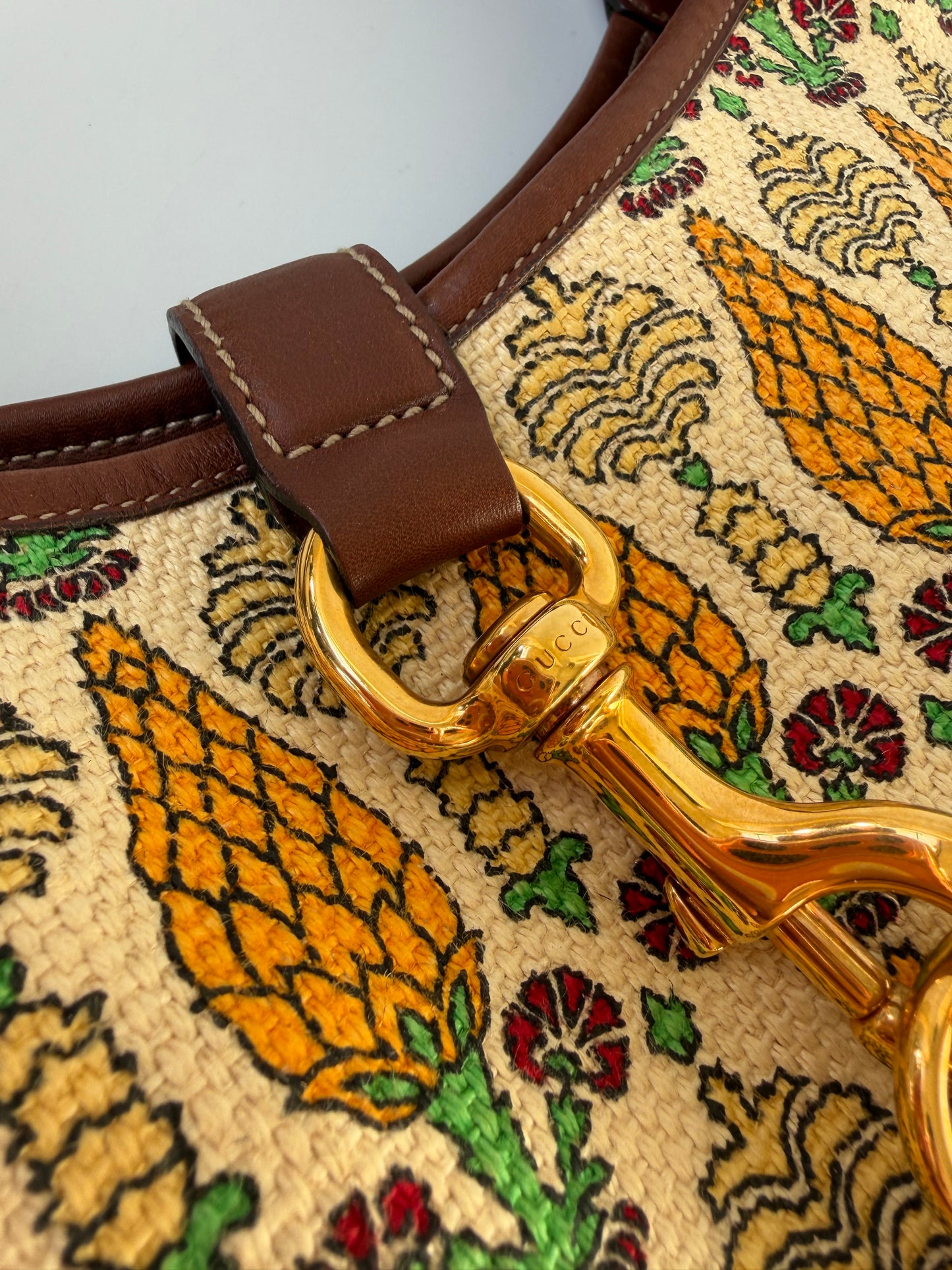 Gucci Jackie Pineapple Printed Canvas Hobo Bag