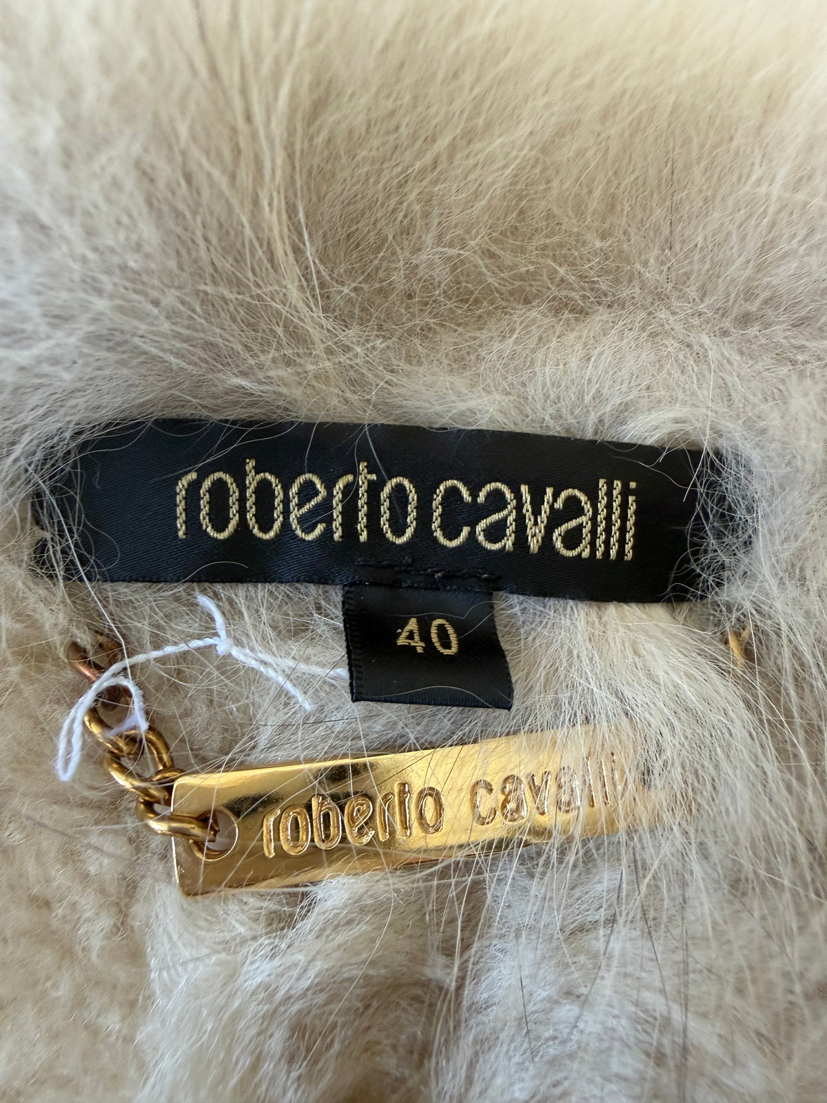 A/W2006 Roberto Cavalli Beige Shearling Fox Fur Collar